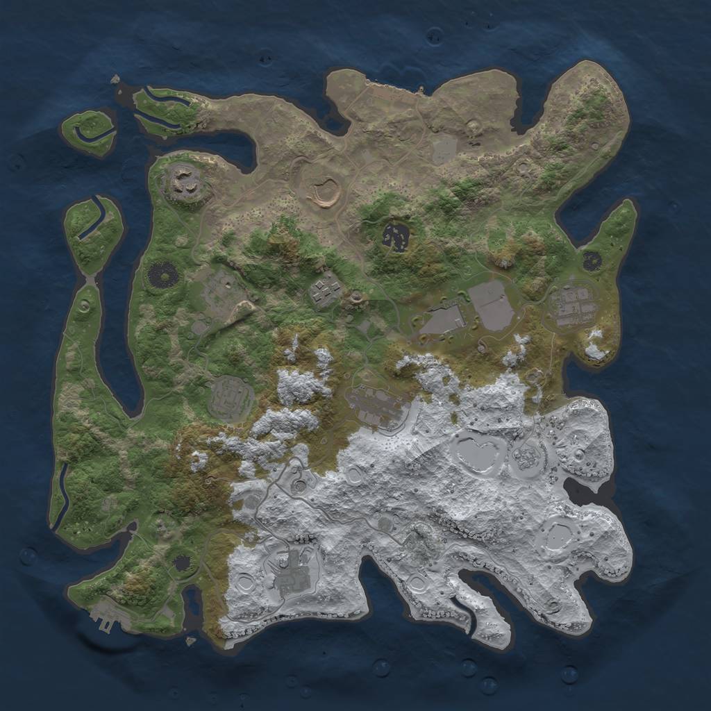 Rust Map: Procedural Map, Size: 3700, Seed: 1719381956, 19 Monuments