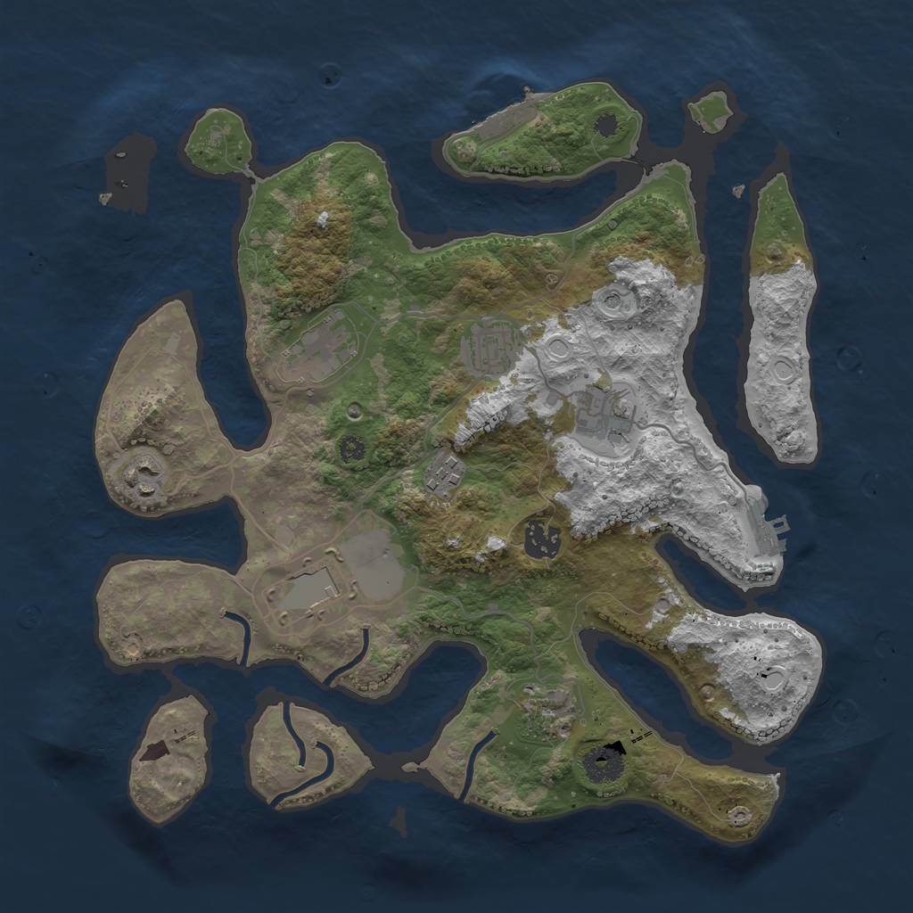 Rust Map: Procedural Map, Size: 3500, Seed: 6607872, 16 Monuments