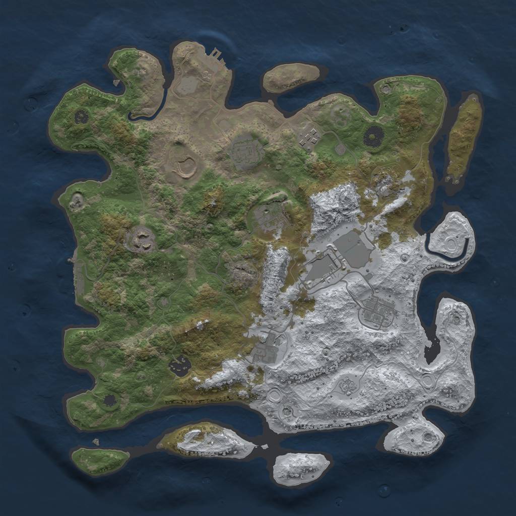 Rust Map: Procedural Map, Size: 3700, Seed: 45345356, 19 Monuments