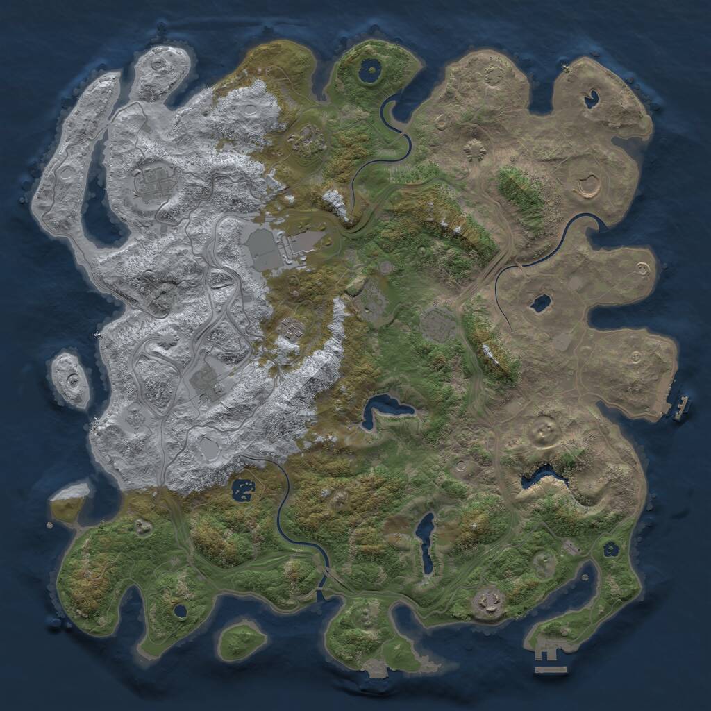 Rust Map: Procedural Map, Size: 4500, Seed: 1234545623, 16 Monuments