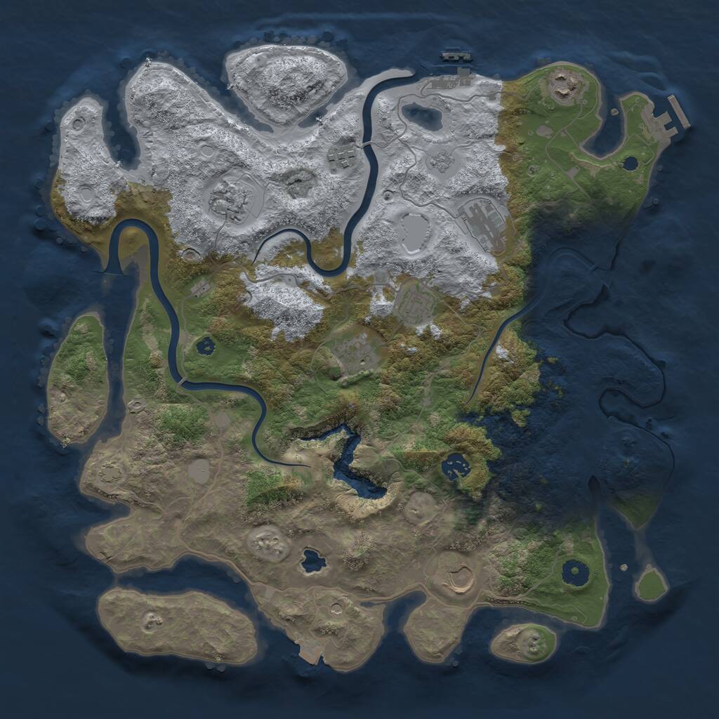 Rust Map: Procedural Map, Size: 4000, Seed: 755250629, 14 Monuments