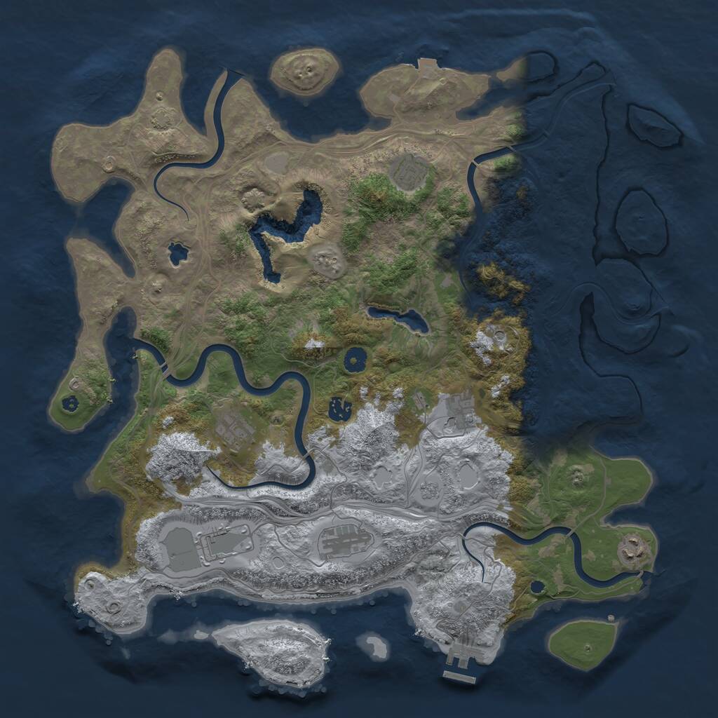 Rust Map: Procedural Map, Size: 4400, Seed: 1112344321, 12 Monuments