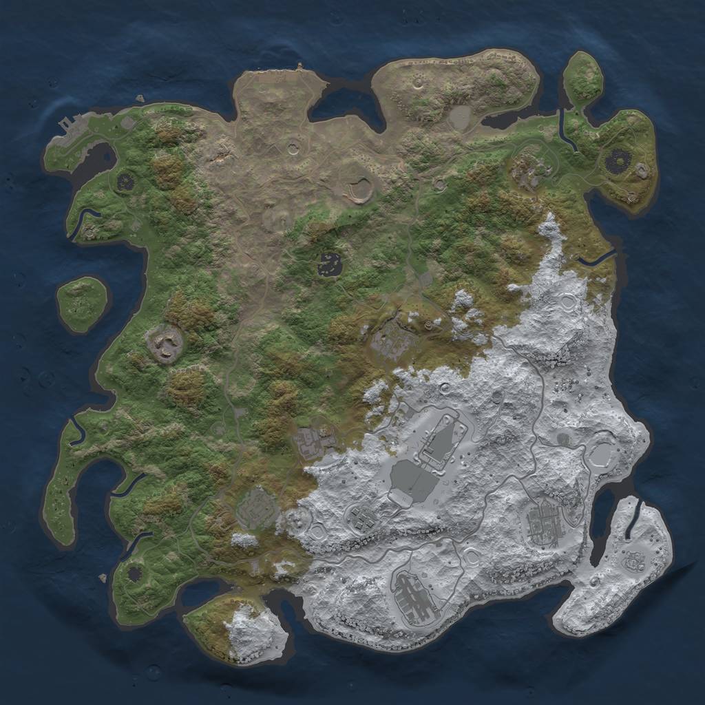 Rust Map: Procedural Map, Size: 4096, Seed: 32232575, 20 Monuments