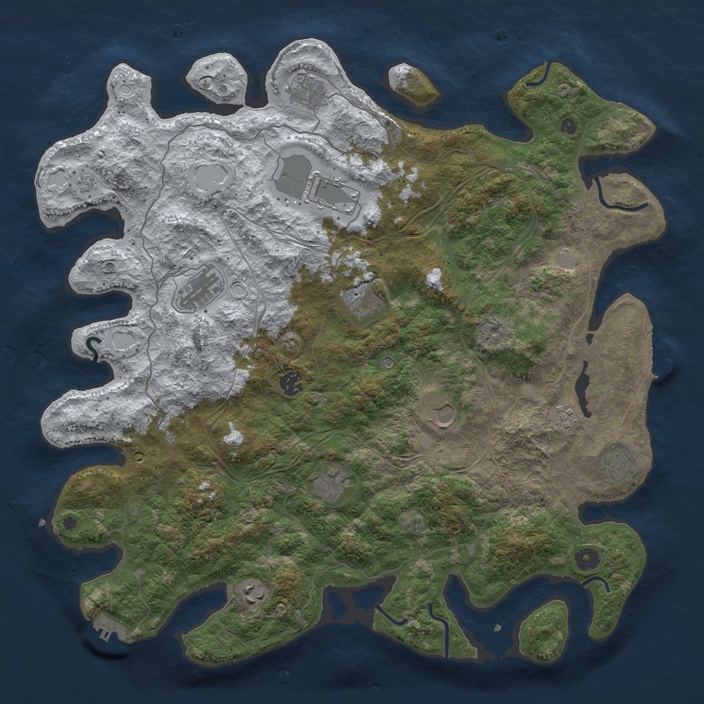 Rust Map: Procedural Map, Size: 4500, Seed: 838901, 19 Monuments