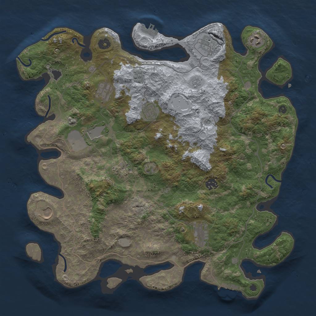 Rust Map: Procedural Map, Size: 4000, Seed: 208129023, 19 Monuments