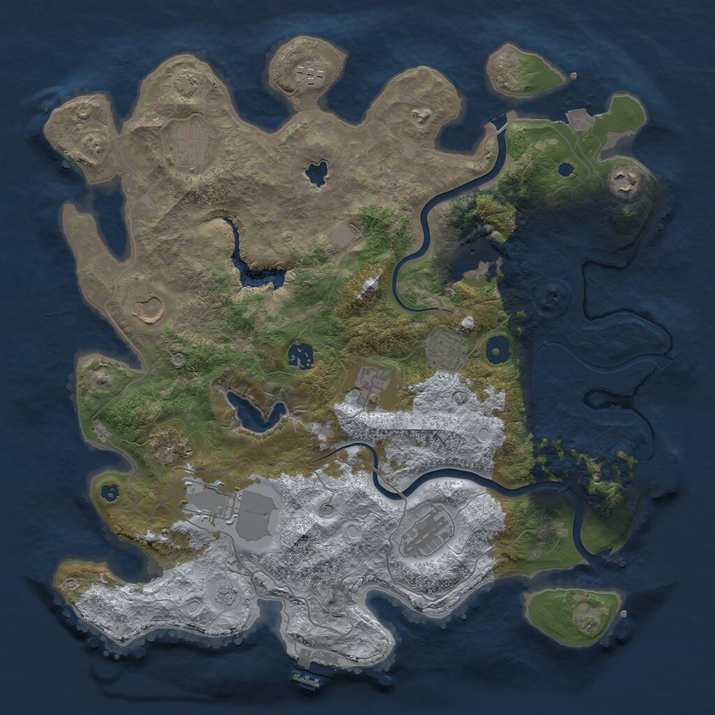 Rust Map: Procedural Map, Size: 4000, Seed: 10082021, 17 Monuments