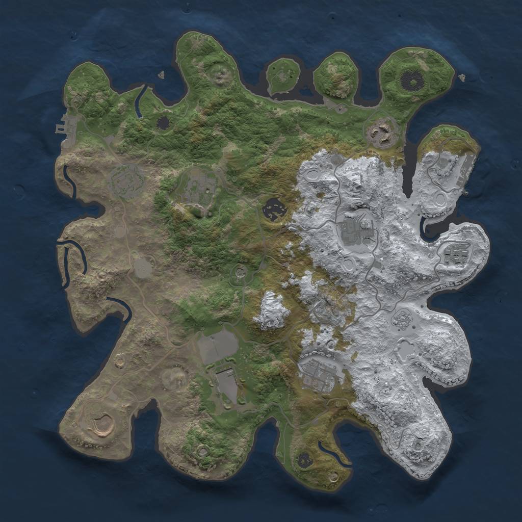 Rust Map: Procedural Map, Size: 3500, Seed: 43545951, 18 Monuments