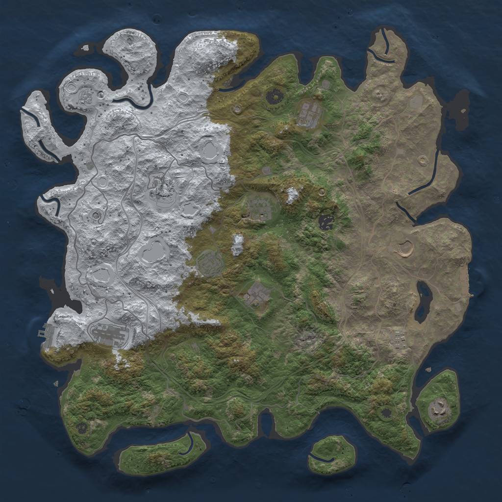 Rust Map: Procedural Map, Size: 4500, Seed: 80810, 19 Monuments