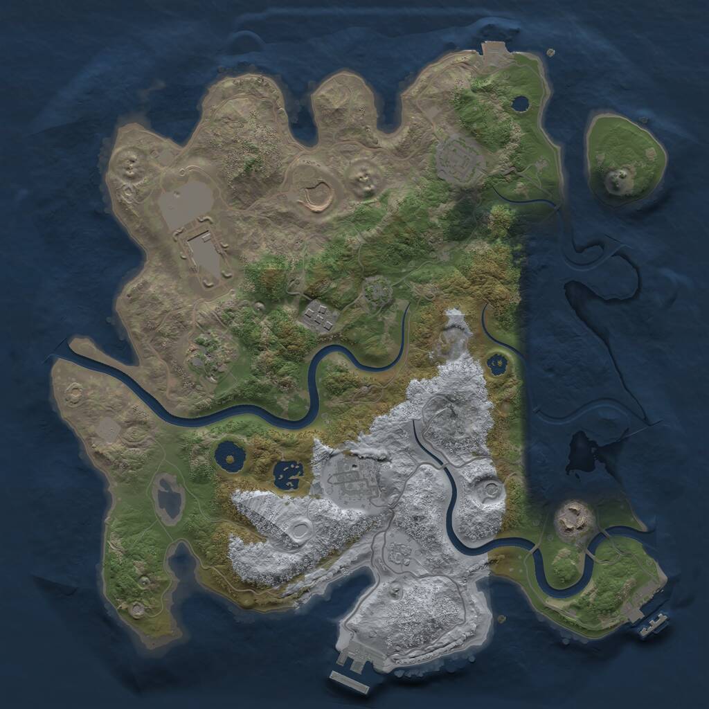 Rust Map: Procedural Map, Size: 3500, Seed: 39579940, 14 Monuments