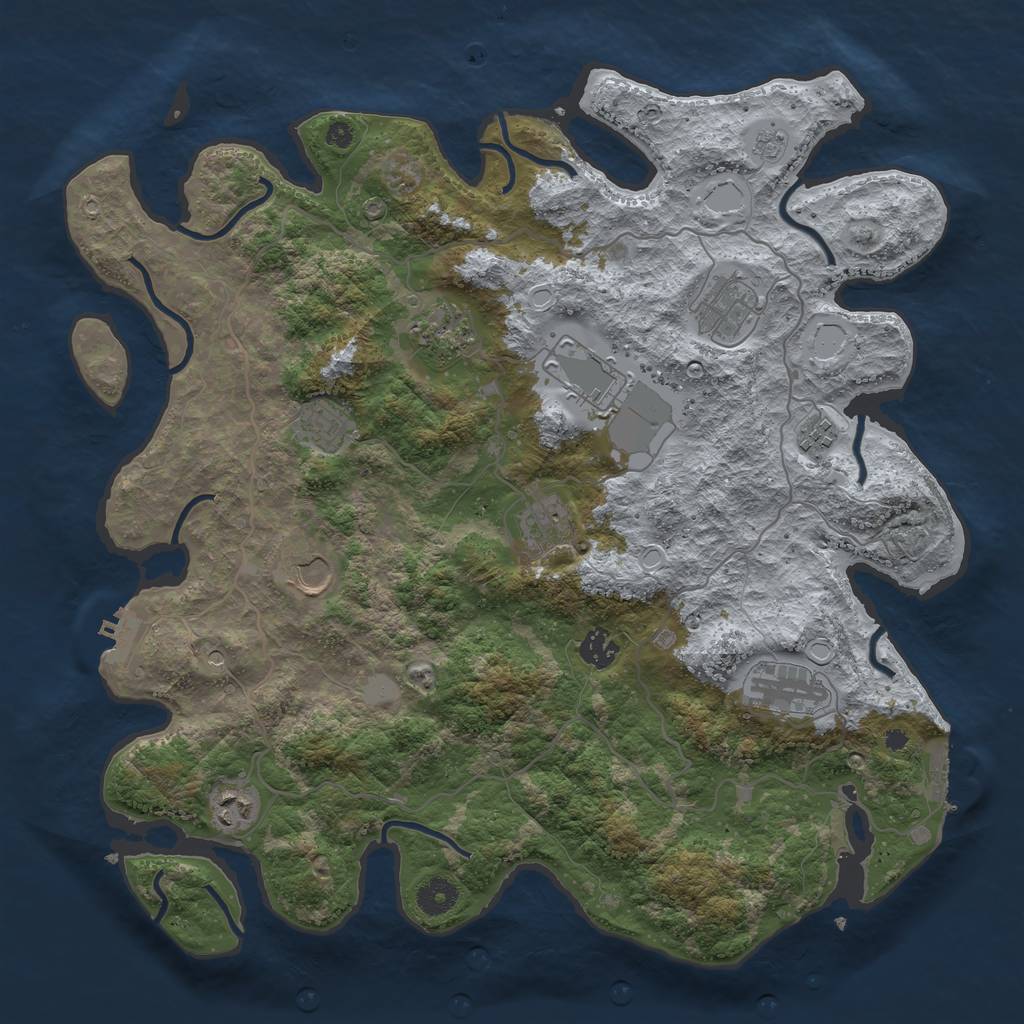 Rust Map: Procedural Map, Size: 4000, Seed: 51204, 19 Monuments