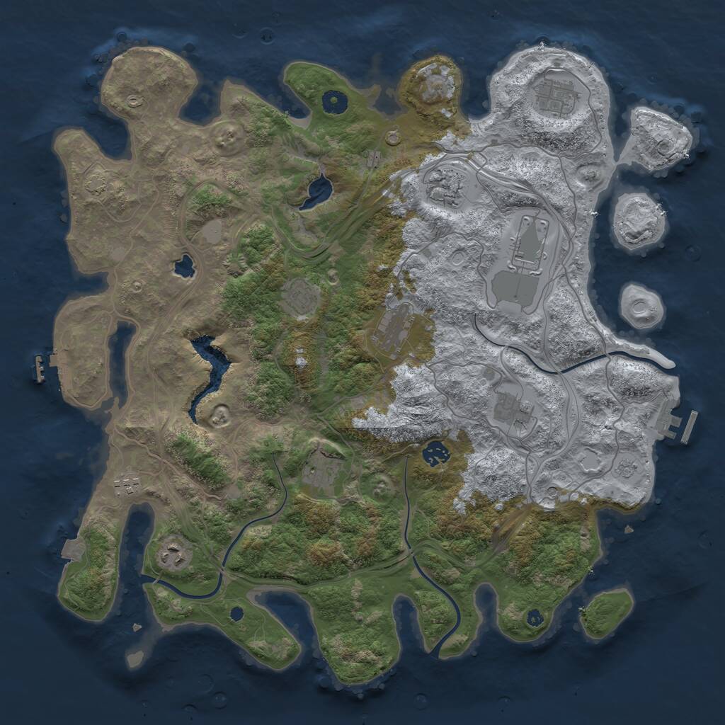 Rust Map: Procedural Map, Size: 4300, Seed: 789032, 16 Monuments