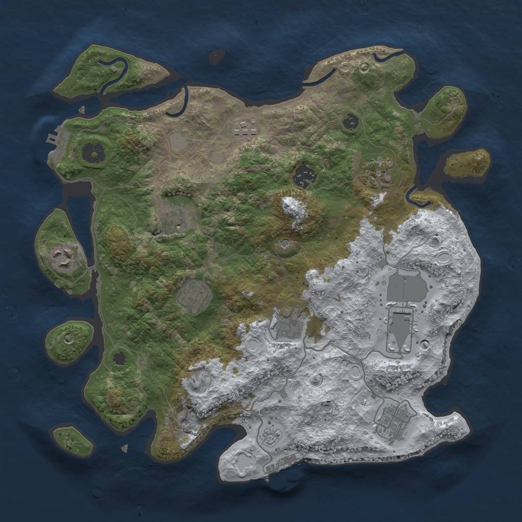 Rust Map: Procedural Map, Size: 3500, Seed: 344, 18 Monuments