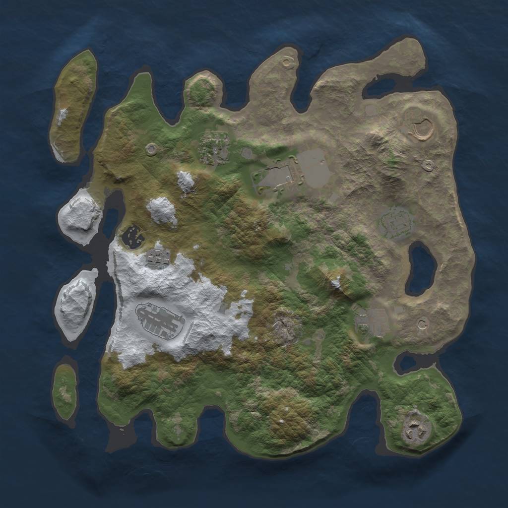 Rust Map: Barren, Size: 3500, Seed: 397888244, 12 Monuments