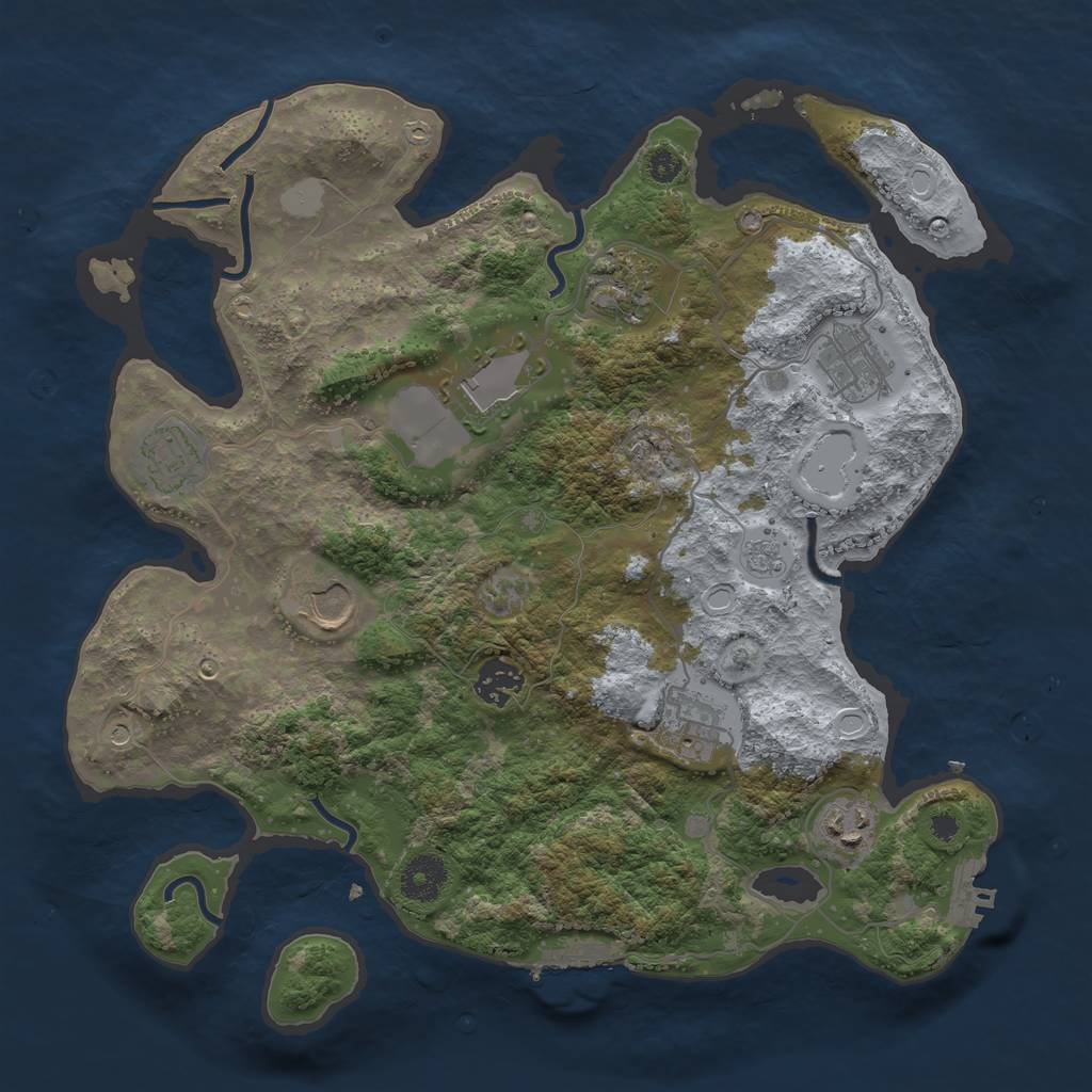 Rust Map: Procedural Map, Size: 3500, Seed: 165818, 17 Monuments
