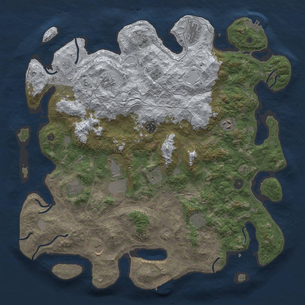 Rust Map: Procedural Map, Size: 4500, Seed: 1956706699, 19 Monuments