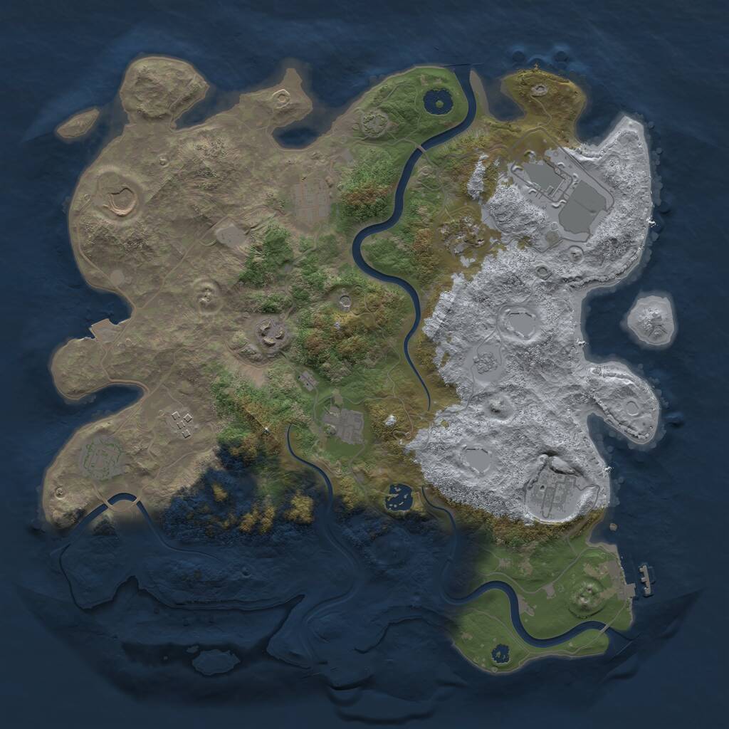Rust Map: Procedural Map, Size: 3900, Seed: 3345741, 16 Monuments