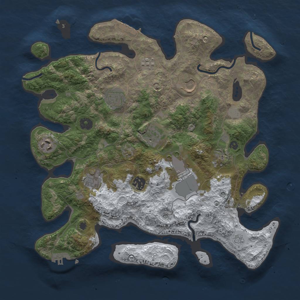 Rust Map: Procedural Map, Size: 3500, Seed: 18923, 18 Monuments