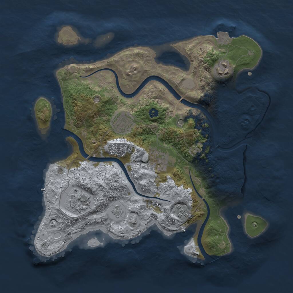 Rust Map: Procedural Map, Size: 3000, Seed: 833471105, 9 Monuments