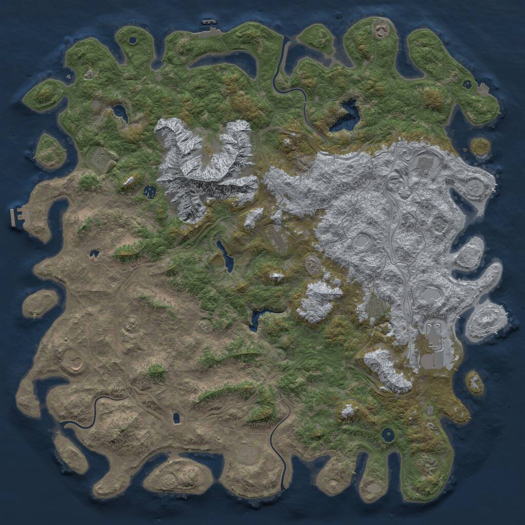 Rust Map: Procedural Map, Size: 6000, Seed: 45877, 17 Monuments