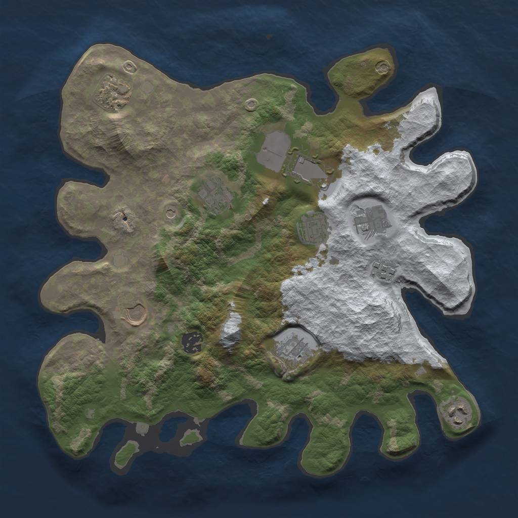 Rust Map: Barren, Size: 3500, Seed: 2826298, 13 Monuments