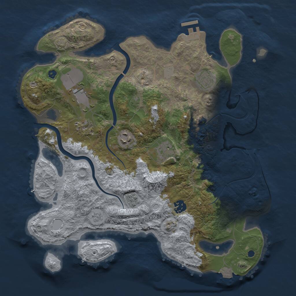 Rust Map: Procedural Map, Size: 3500, Seed: 339265, 12 Monuments