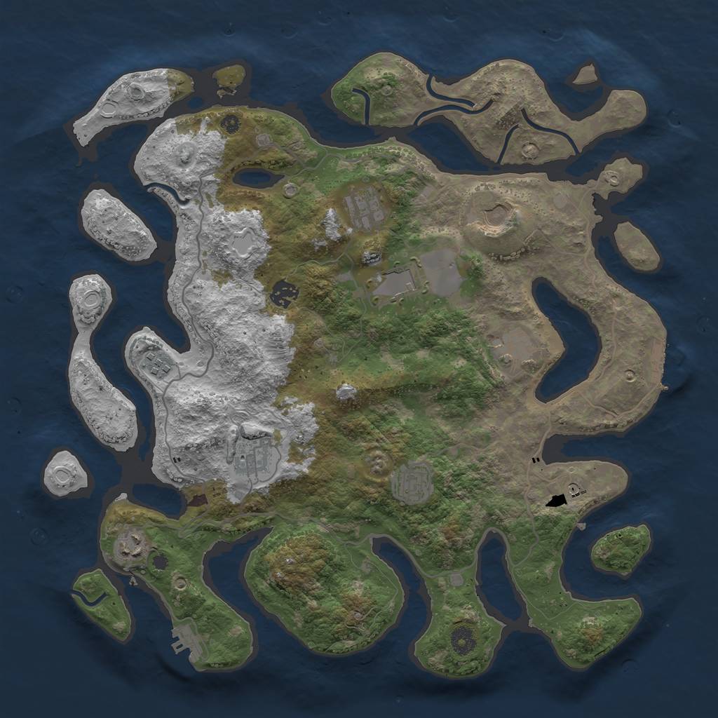 Rust Map: Procedural Map, Size: 4000, Seed: 580749544, 17 Monuments