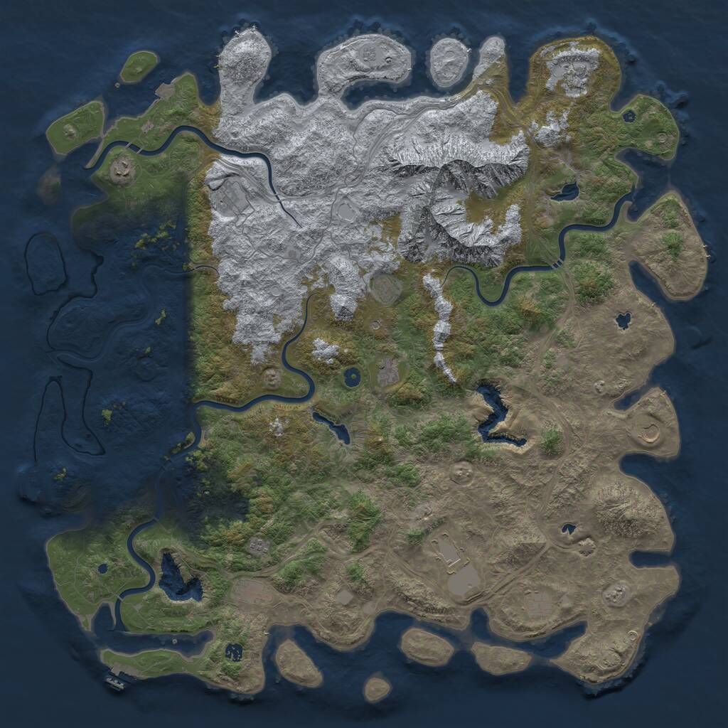 Rust Map: Procedural Map, Size: 6000, Seed: 188829072, 17 Monuments
