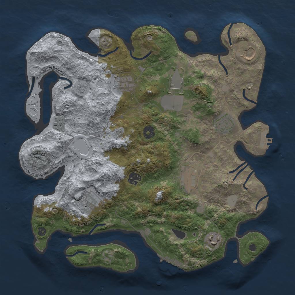 Rust Map: Procedural Map, Size: 3500, Seed: 1873225901, 18 Monuments