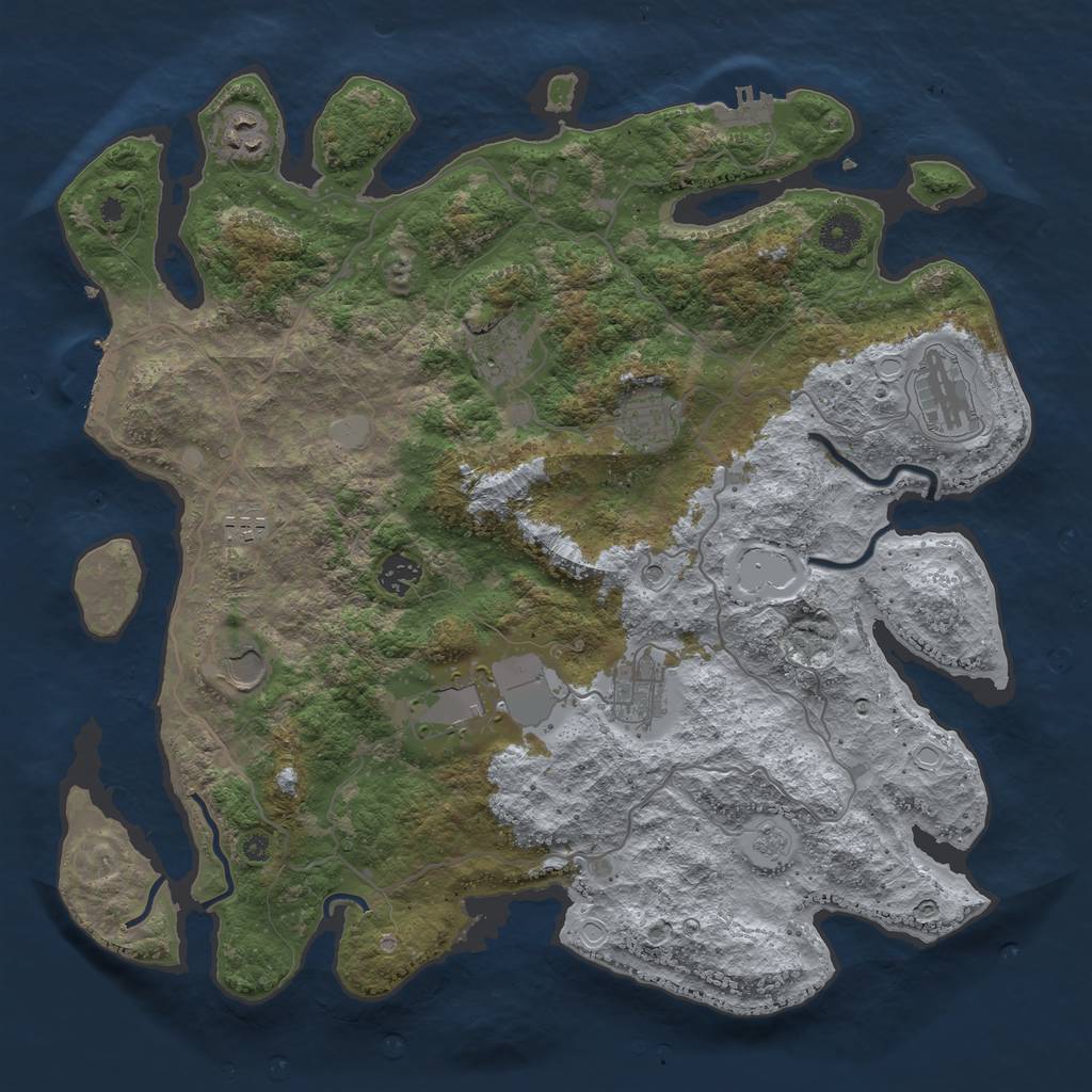 Rust Map: Procedural Map, Size: 4000, Seed: 1908255167, 18 Monuments