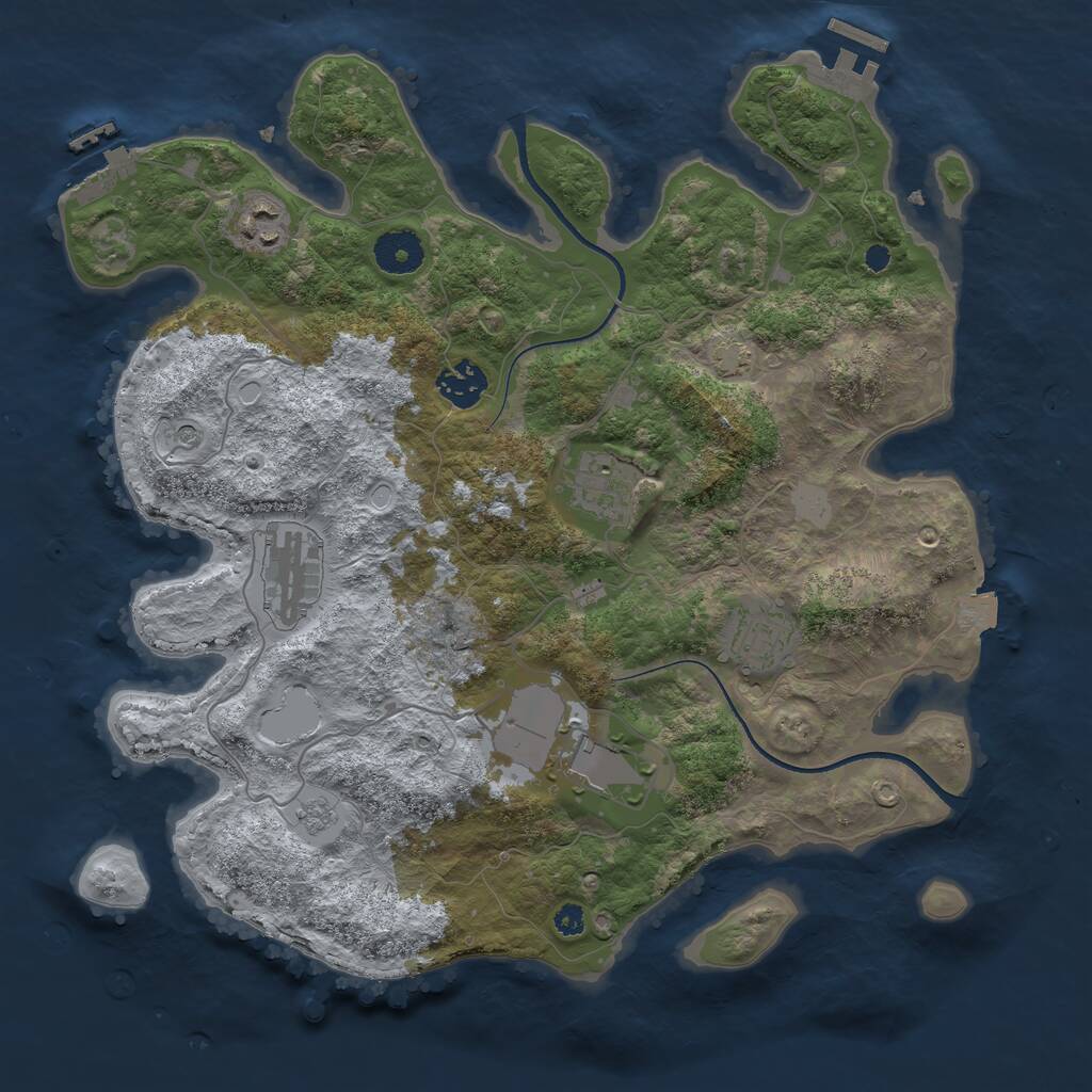 Rust Map: Procedural Map, Size: 3500, Seed: 1929905452, 12 Monuments
