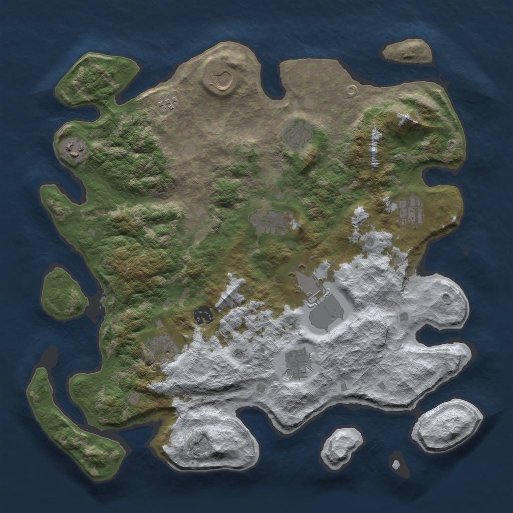 Rust Map: Barren, Size: 4000, Seed: 3423472, 13 Monuments