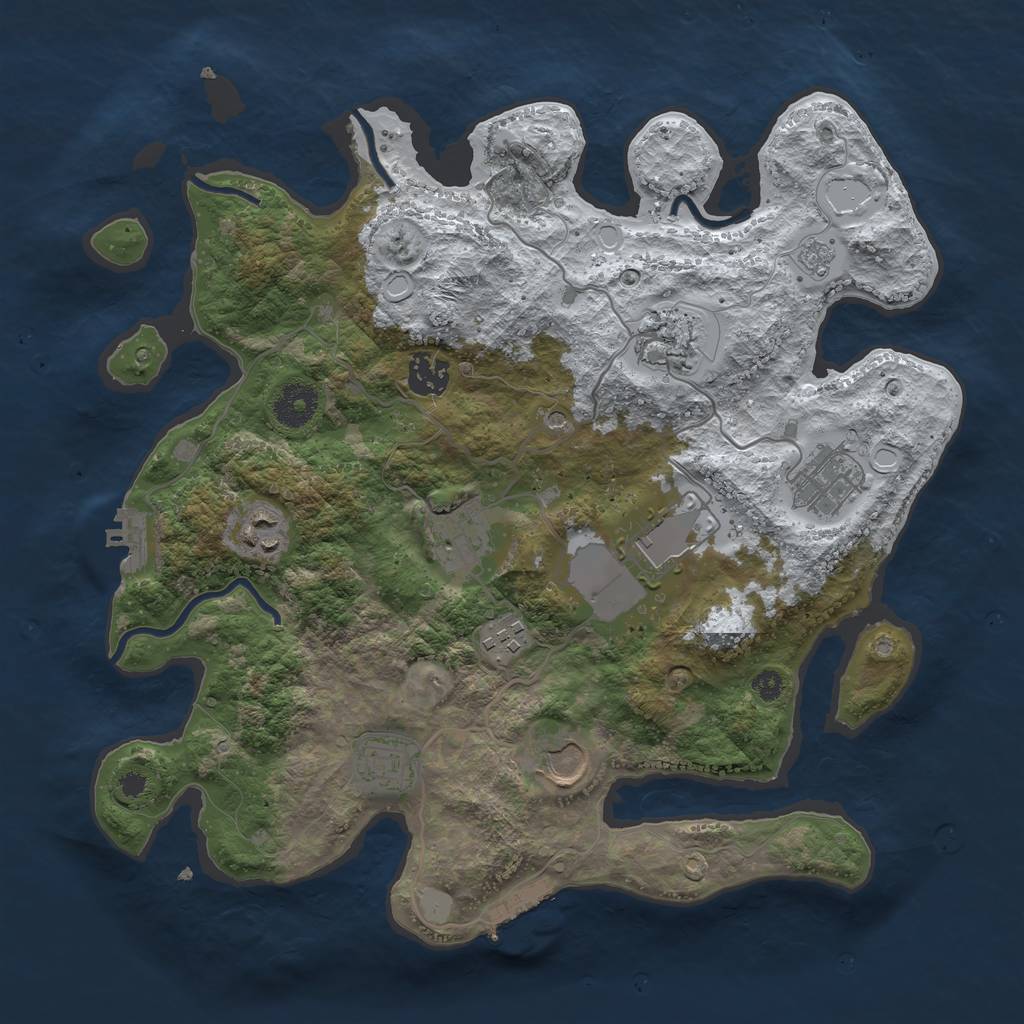 Rust Map: Procedural Map, Size: 3500, Seed: 540, 18 Monuments