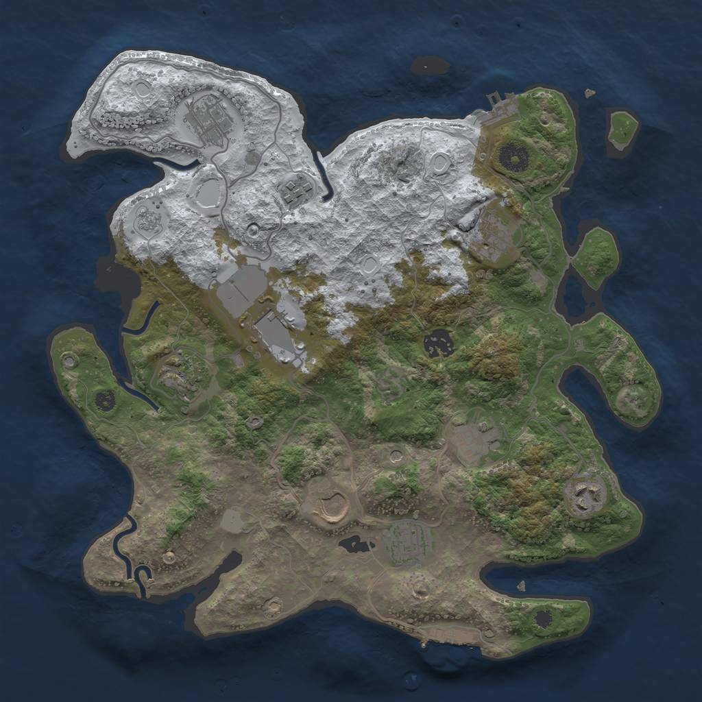 Rust Map: Procedural Map, Size: 3500, Seed: 515123, 19 Monuments