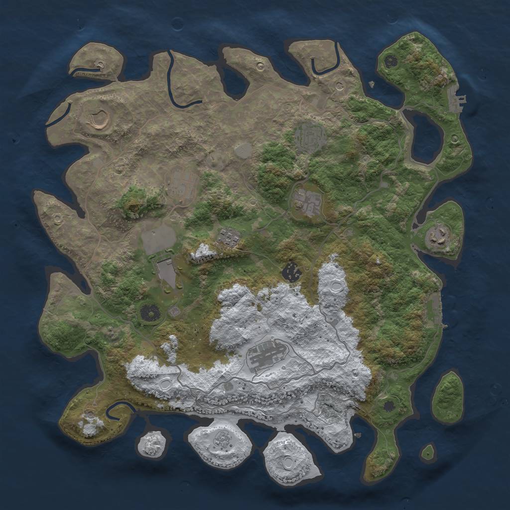 Rust Map: Procedural Map, Size: 4000, Seed: 3975, 18 Monuments