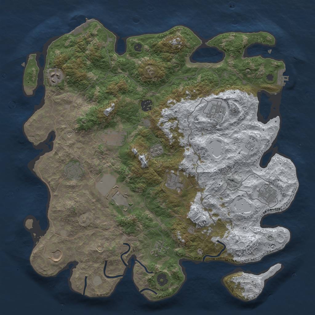 Rust Map: Procedural Map, Size: 4000, Seed: 5918256, 20 Monuments