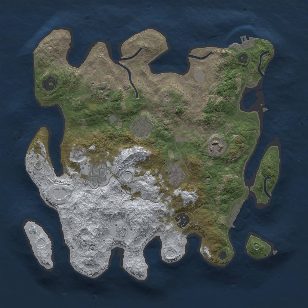 Rust Map: Procedural Map, Size: 3250, Seed: 3, 15 Monuments