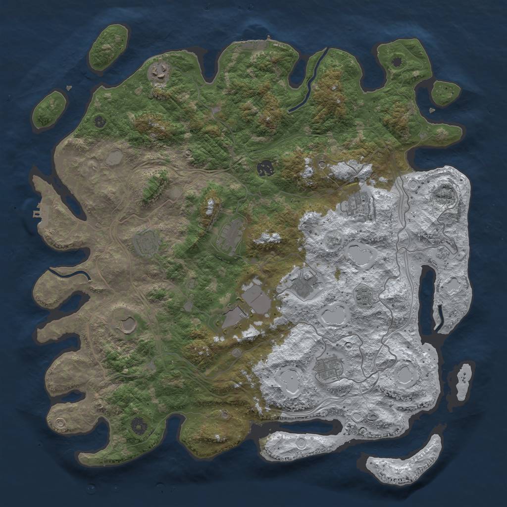 Rust Map: Procedural Map, Size: 4500, Seed: 706683672, 19 Monuments