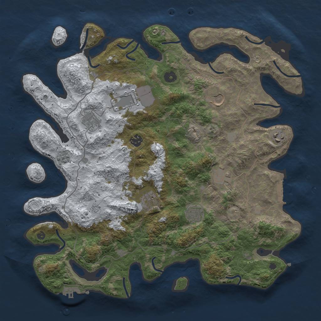 Rust Map: Procedural Map, Size: 4000, Seed: 55222315, 18 Monuments