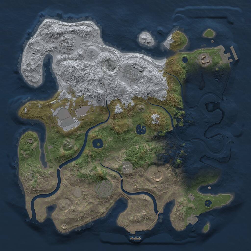 Rust Map: Procedural Map, Size: 3600, Seed: 1181997233, 14 Monuments