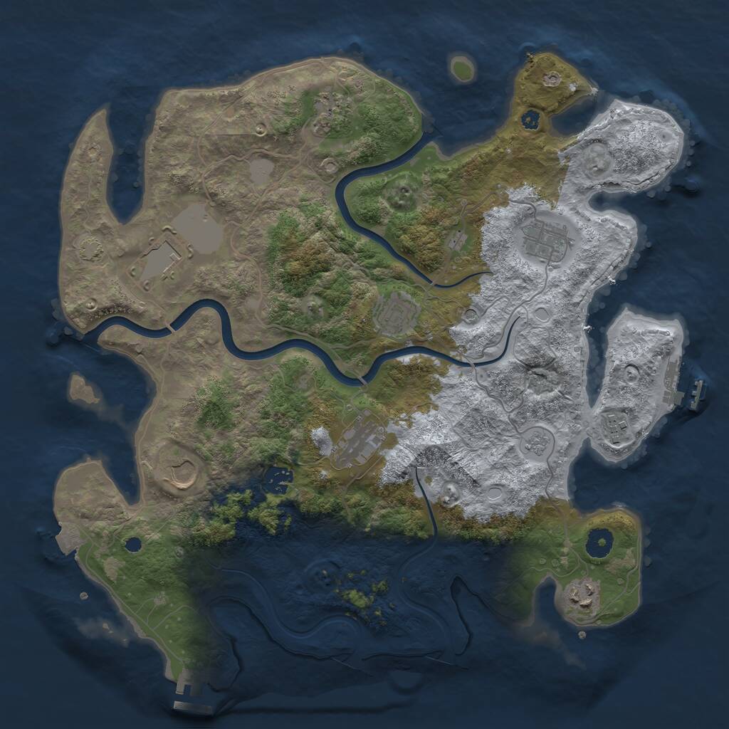 Rust Map: Procedural Map, Size: 3800, Seed: 1327636037, 15 Monuments