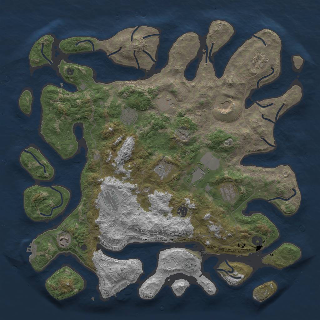 Rust Map: Procedural Map, Size: 4500, Seed: 4444, 19 Monuments