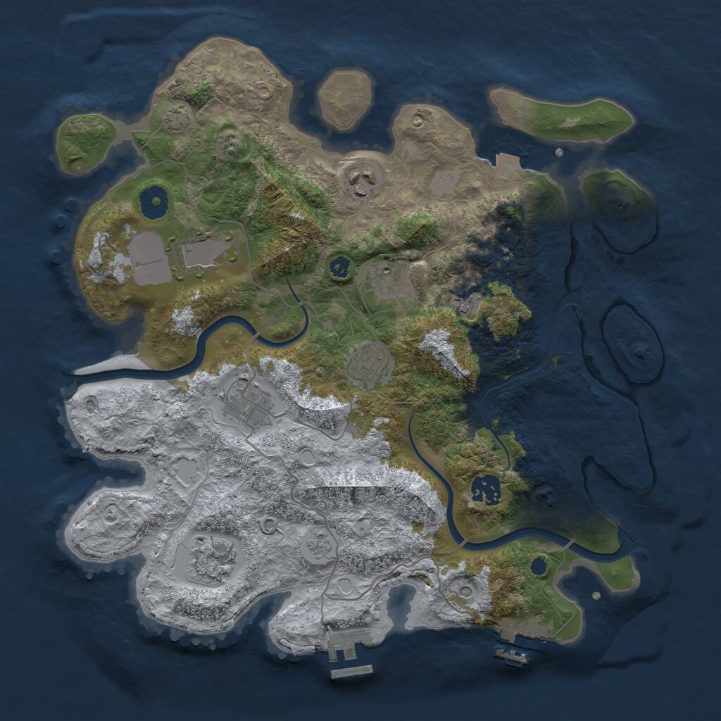 Rust Map: Procedural Map, Size: 3500, Seed: 91161284, 14 Monuments
