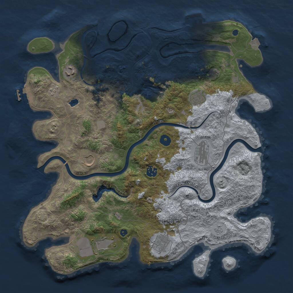Rust Map: Procedural Map, Size: 4000, Seed: 13056250, 14 Monuments