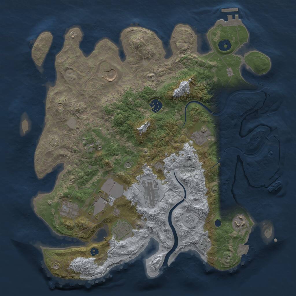 Rust Map: Procedural Map, Size: 3600, Seed: 1409314424, 16 Monuments