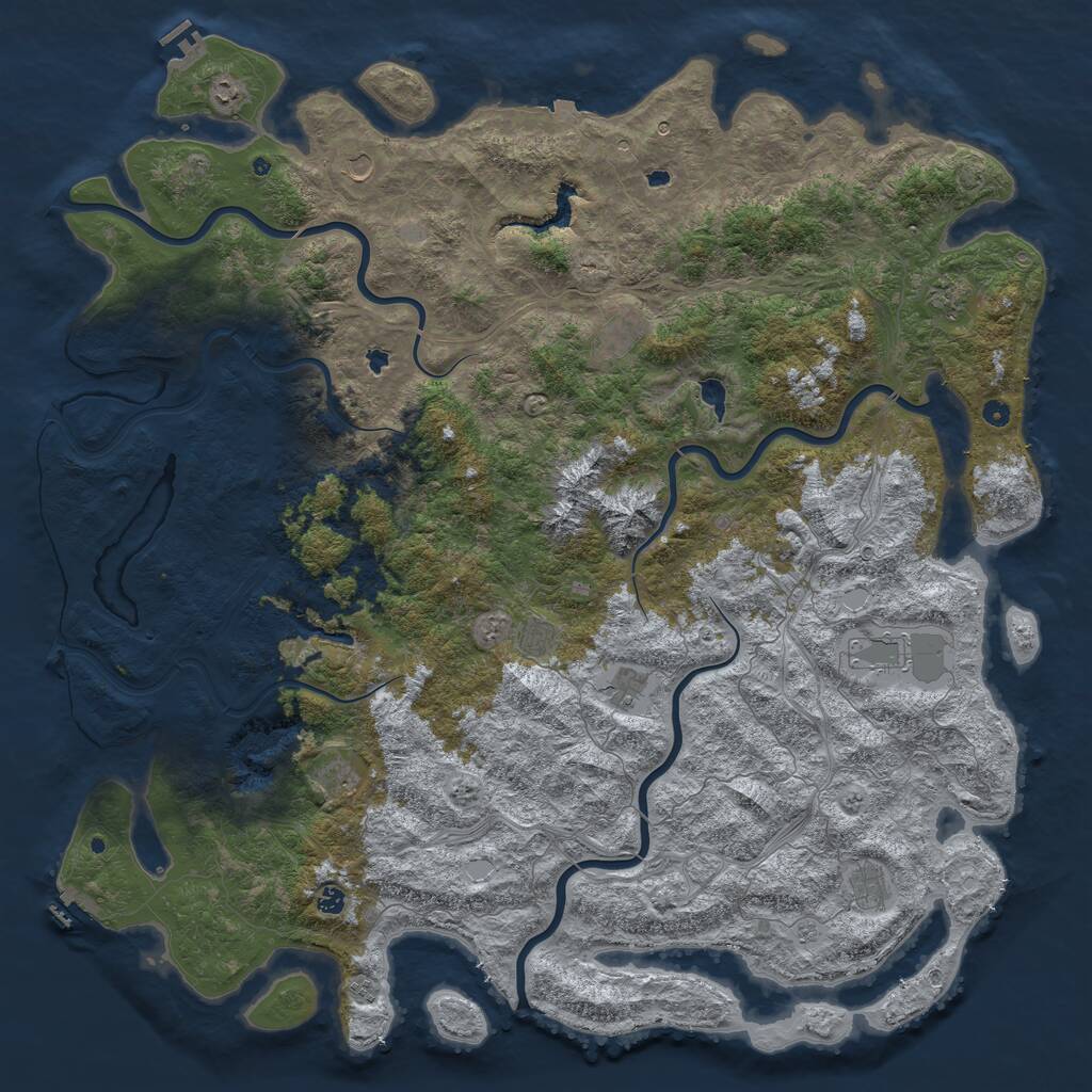 Rust Map: Procedural Map, Size: 6000, Seed: 1113438132, 17 Monuments