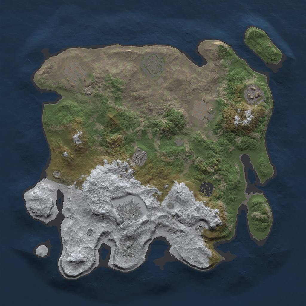 Rust Map: Barren, Size: 3200, Seed: 7, 10 Monuments