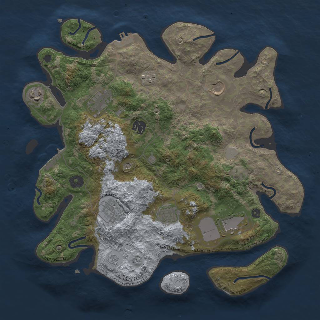 Rust Map: Procedural Map, Size: 3500, Seed: 1302892549, 17 Monuments