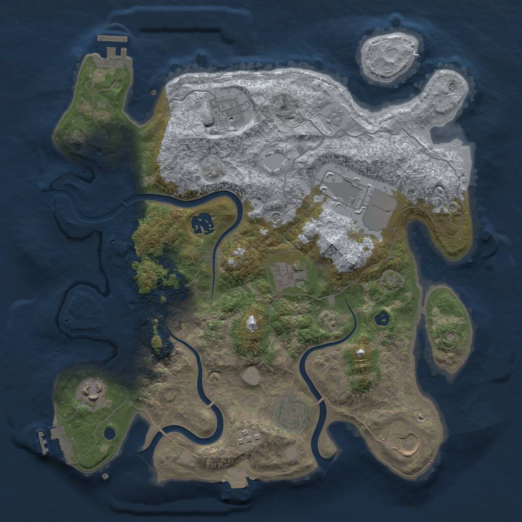 Rust Map: Procedural Map, Size: 3500, Seed: 1485, 14 Monuments