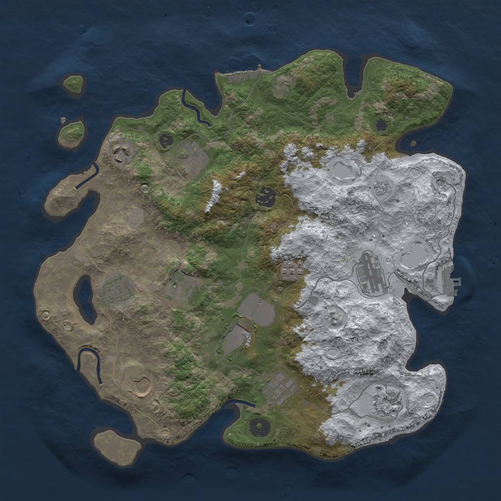 Rust Map: Procedural Map, Size: 3700, Seed: 593326527, 20 Monuments