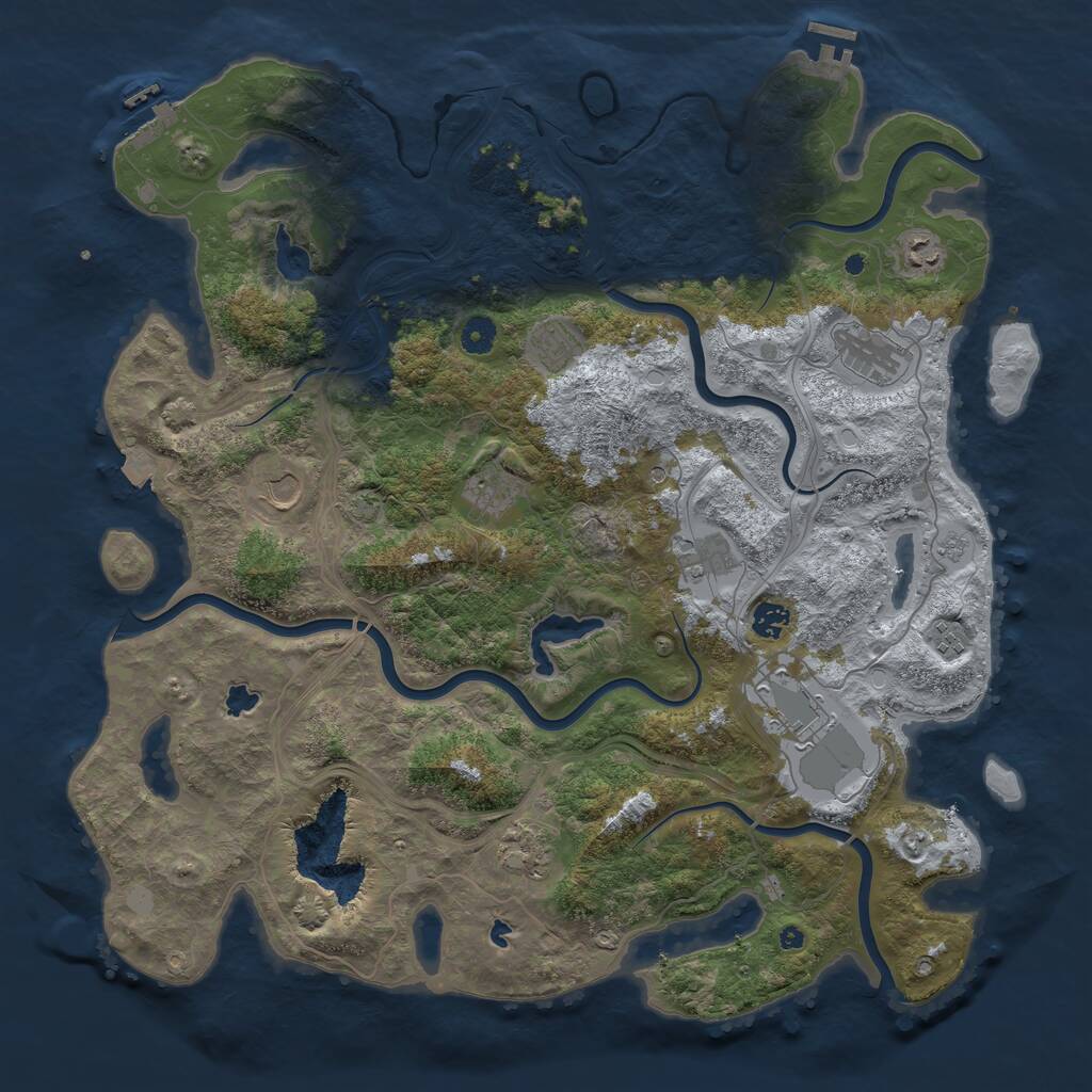 Rust Map: Procedural Map, Size: 4500, Seed: 85463, 16 Monuments